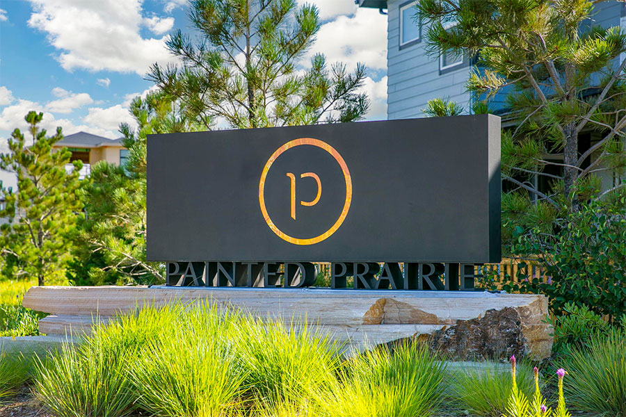 Painted Prairie community entrance sign in Aurora, Colorado